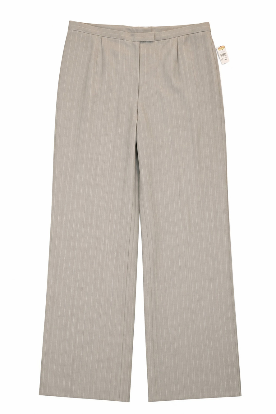 Talbots Womens Pants 14 Beige Pinstripe Wool Silk Wide Leg Trouser Career Luxury